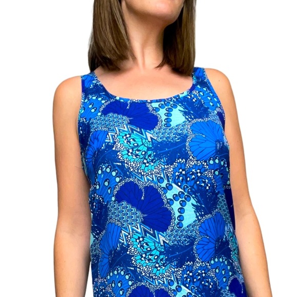 Macbeth Collection Margaret Josephs • Blue Tank Top • Gold Zipper Back • Silky - Picture 1 of 11